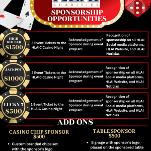 HLAI Charities CASINO NIGHT SPONSORSHIP OPPORTUNITIES
